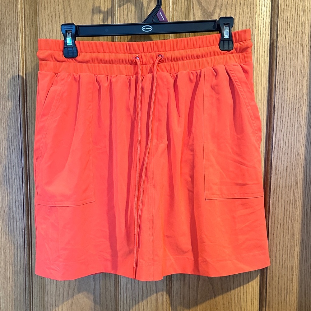 Lou & Grey Orange/Coral Skirt with Drawstring and shorts underneath